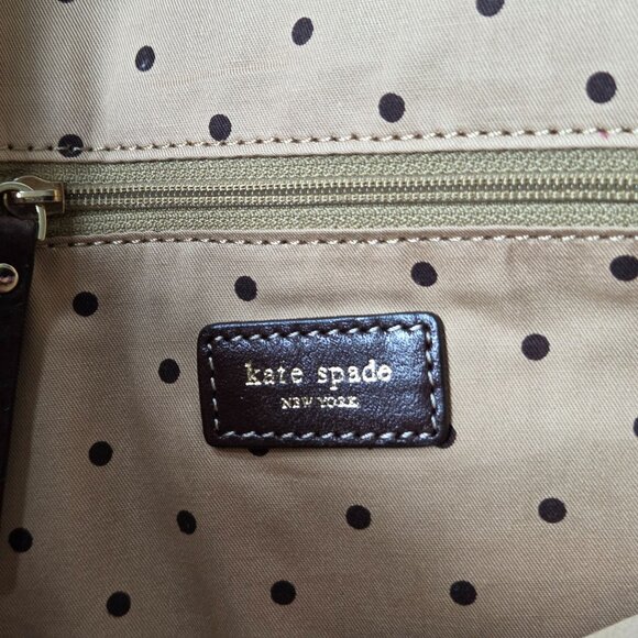 Kate Spade Rainbow Stripe Canvas Flap & Brown Leather Shoulder Bag Preppy Y2K - Picture 8 of 12